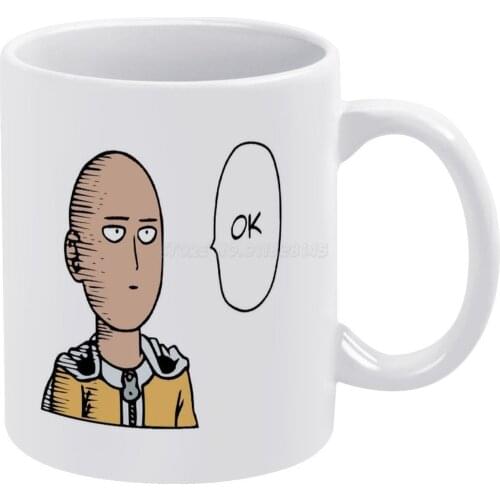 Punch-one Merch White Mug 11oz Funny Ceramic Coffee Tea Milk Cups Meme One Anime Okay Oke Man Ok