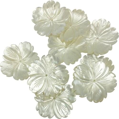 10pcs Wholesale Jewelry 35mm Beautiful White Mother of pearl Shell Art Flower women Pendant Bead C8323
