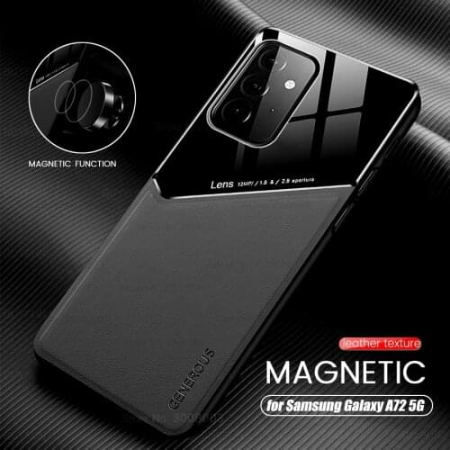 A 72 case leather texure shockproof coque for samsung galaxy a72 5g sm-a726b/ds 6.7'' silicone frame car magnetic bracket casess