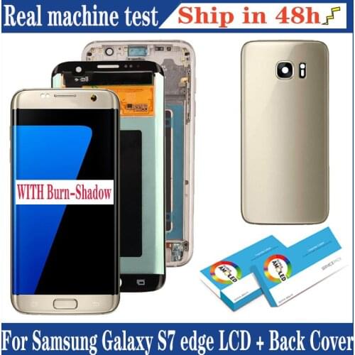 5.5'' Display with the Burn-Shadow LCD For SAMSUNG Galaxy S7 edge G935 G935F Touch Screen Digitizer Assembly with back cover