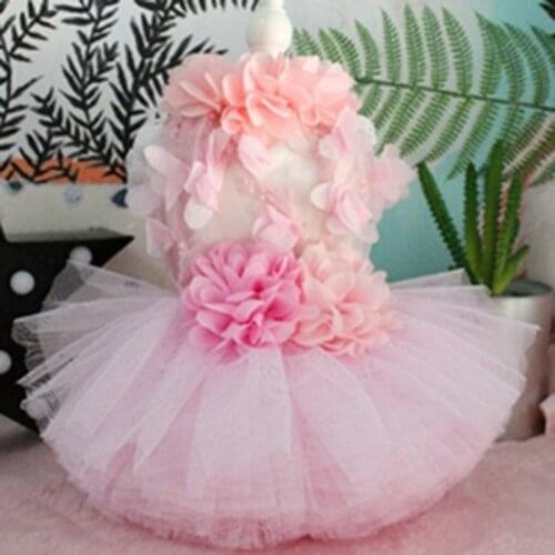 Pet Dog Wedding Dress Spring/Summer Petal Lace Princess For Small Dogs Tutu Handmade Dress Chihuahua Poodle Puppy Skirt Clothes