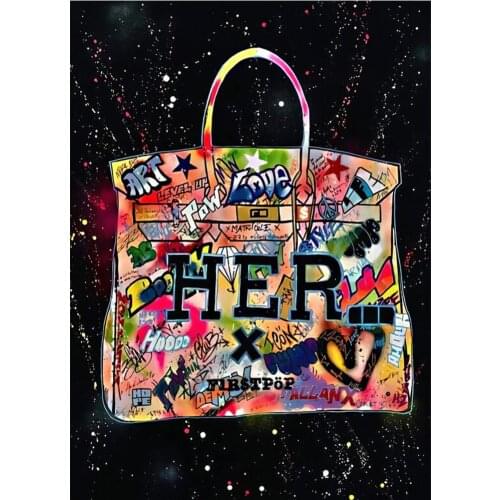 Perfume bottle handbag graffiti diamond painting modern wall art rhinestone mosaic inspiration art living room home picture