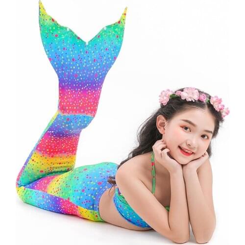 2021 Kids Girls Mermaid Tail with Fin Swimsuit Bikini Bathing Suit Dress for Girls clothes for Swim Cosplay Costume