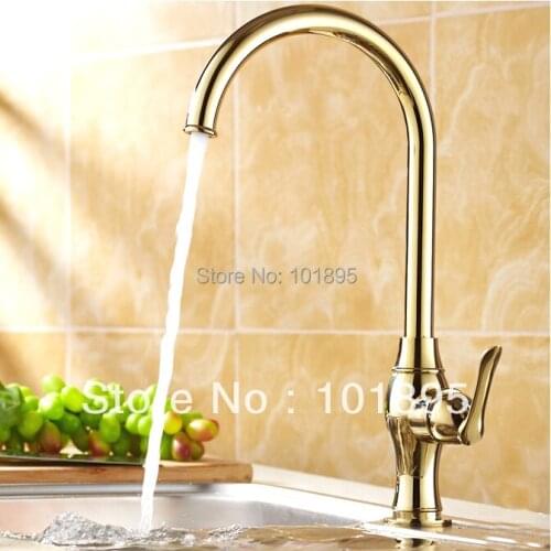 L15968 - Luxury Deck Mounted Gold Color Brass Material Of Single Lever Kitchen tap
