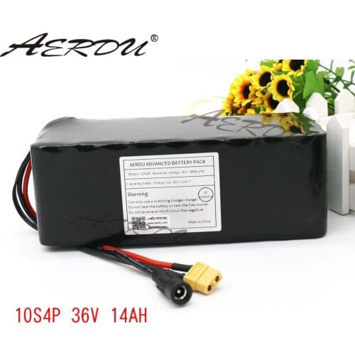 AERDU 36V 10S4P 14Ah For NCR18650GA with 25A Balance BMS 42V lithium battery pack ebike electric car bicycle motor scooter