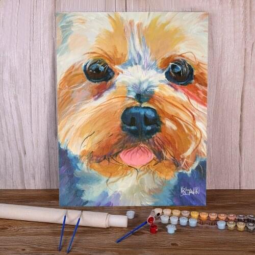 Animal Yorkshire Terrier DIY Painting By Numbers Kit Oil Paints 40*50 Boards By Numbers Loft Picture Children Drawing