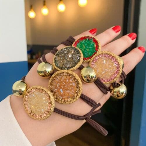 New metal disc crystal hair ring cute simple headwear hair accessories wholesale