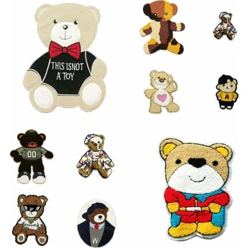 Apparel large embroidery big bear animal cartoon patches for clothing AM-33