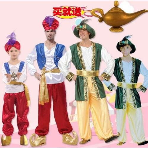 Parent child clothes Arab Costume Middle East Clothing Cosplay Carnival Halloween Costumes Kids Abult Christmas Birthday Party