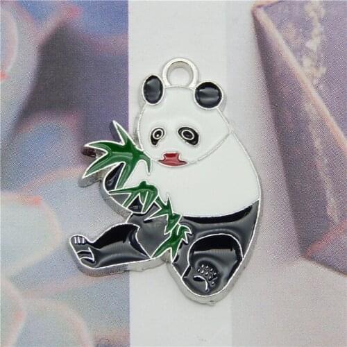 4pcs Kawaii Animals enamel panda pendant Bamboo Necklace Bracelet Dangle Drop Earring fashion earring pendant bracelet charm DIY