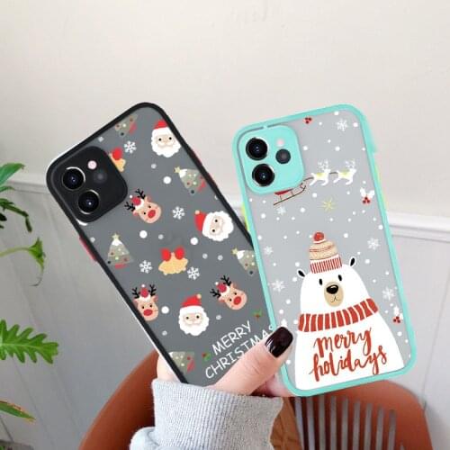 Clear Hard PC Shockproof Case For Samsung Galaxy S20 S21 Ultra FE S10 S9 Plus S8 Transparent Christmas Cartoon Silicone Cover