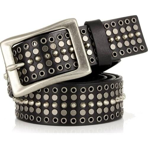 Genuine Leather Belt Hip-hop Style Belt For men Women Punk Style Rivet Belt Cool Jeans Belts Unisex high quality strap