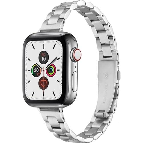 Women Stainless Steel Band for Apple Watch 6 SE 40mm 44mm Slim Metal Link Bracelet Strap for iWatch Series 5/4/3/2 38mm 42mm