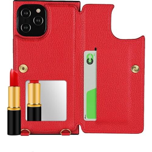 Luxury Leather Wallet For iPhone 12 Back Cover Phone Accessory for iPhone 12 mini 12 pro max Flip Case Coque Hoesje with lanyard