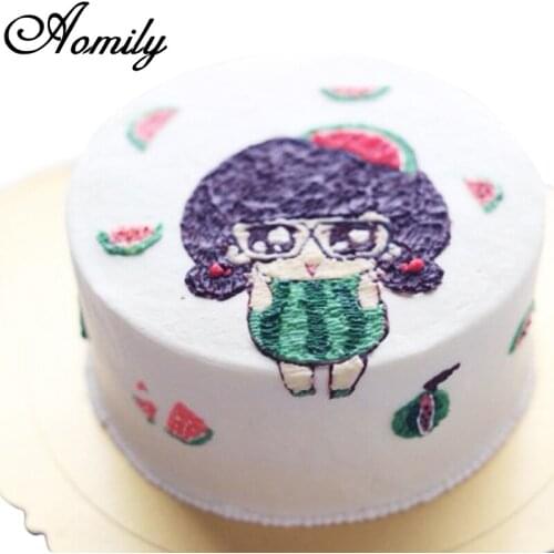 Aomily 50pcs/Set Edible Glutinous Rice Paper Baking Ingredients 3D Three Dimensional Hand Drawn Cake Transfer Printing Paper