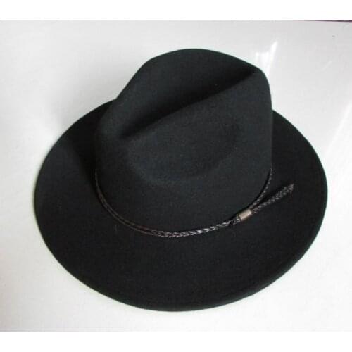 New 100% Wool Waterproof Fedoras Hat Mens Wrinkle-free Equestrian Hat Wide Brim Knight Cowboy Wool Cap Gentleman Hat B-8121