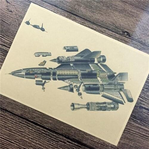 SPF-061 vintage home decor poster kraft paper"Aircraft structure sketch" painting for wall pictures living room cafe bar 42x30cm