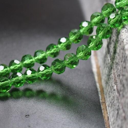 70Pcs 8mm Glass crystal beads Faceted Round Green color Disco beads for jewelry making