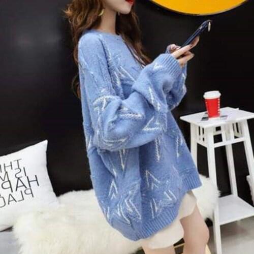 2021fashion New Autumn Winter Net Red Lazy Style Sweater Women Loose Pullover Knit Bottoming Shirt Long-sleeved Tide Korea