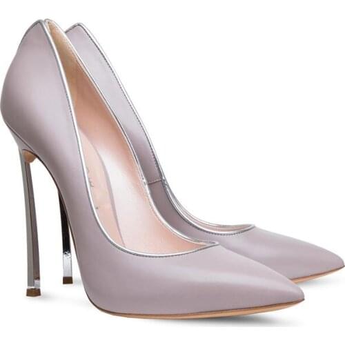 Stilettos high heel shoes for women pointed toe slip-on 10 cm high thin heels sexy heels purple white grey orange shoes pumps