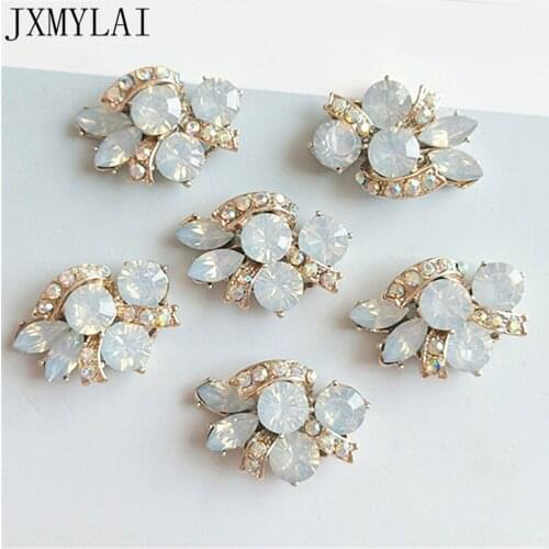 10 PCS 2.8cm*2cm Fashion Metal Alloy KC Gold Crystal Rhinestone Flowers Connectors Charm For Jewelry Making