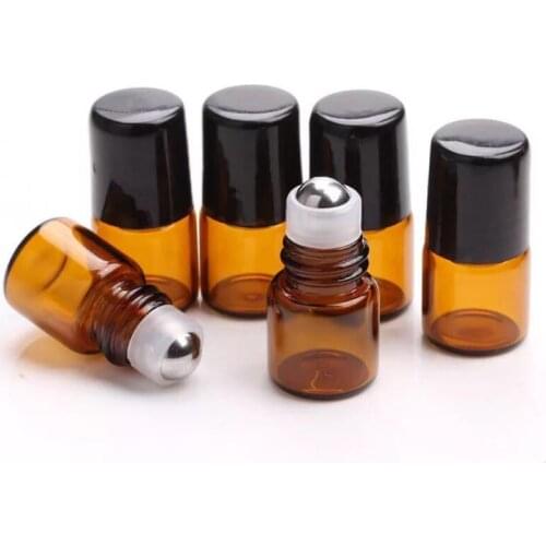 1200Pcs 2ML Glass Roll on Bottles with Stainless Steel Roller Small 2CC Amber Essential Oil Roller-on Bottle On Promotion SN367