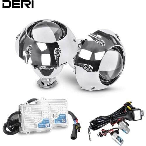 2.5'' Mini Glass Bi Xenon HID Headlight Lens use H1 Xenon LED Bulb for H4 H7 automobile Ring Headlight Retrofit For Nissan Bmw