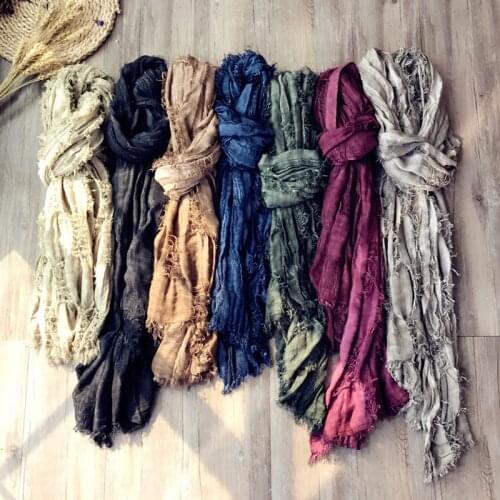 2018 Newest Women Plain Color Cotton Frayed Scarf Baby Photo Prop 11Colors 10PCS/LOT