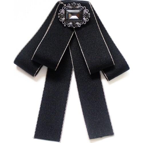 2019 Fashion New Handmade Rhinestone Bow Ties Brooch Dress Professional White Shirt Red Bowtie for Women Clothing Accessories