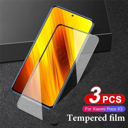3pcs Front Film For Xiaomi Poco x3 nfc Screen Protector Glass For Xiaomi PocoX3 Protective Full Cover Tempered Glass Stickers