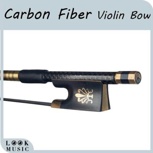 4/4 Violin Bow Golden Silk Braided Carbon Fiber Round Stick W/Ebony Frog Violin Parts Accessories