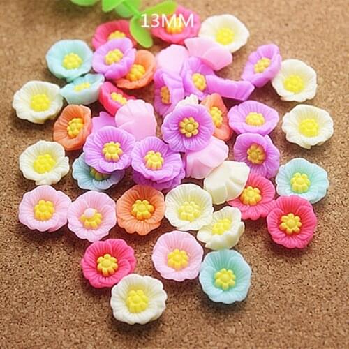 50pcs 13mm Mix Colors Resin Begonia Flower Flatback Cabochon DIY Home Decoration/Hair Clip Accessories