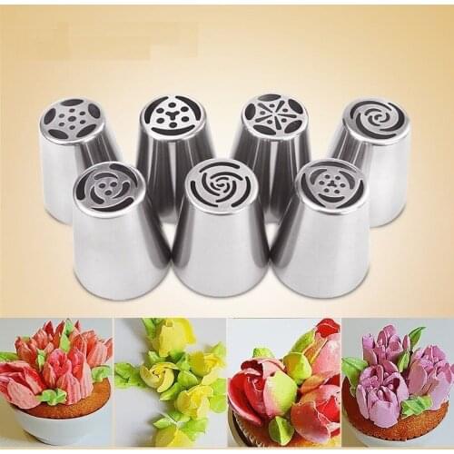 7pcs/lot Russian Tulip Nozzle Perfect For Cake Cupcake Decorating Icing Piping Nozzles russian rose nozzles tips cooking tools