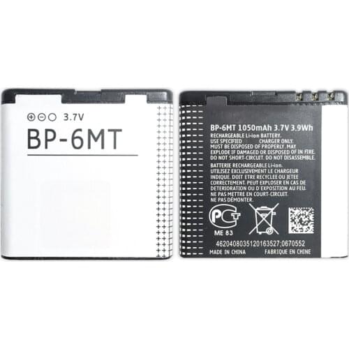 Mobile Phone Battery For Nokia N81 N82 N81-8G E51 E51i 6720 6720C Replacement Battery BP-6MT 1050mAh