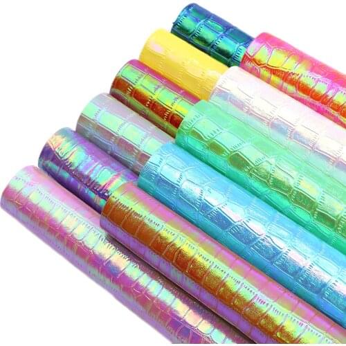 David accessories 20*33cm Plain Iridescent Faux Synthetic Leather Fabric DIY Bow Phone Cover Material Home Decoration,1Yc11082