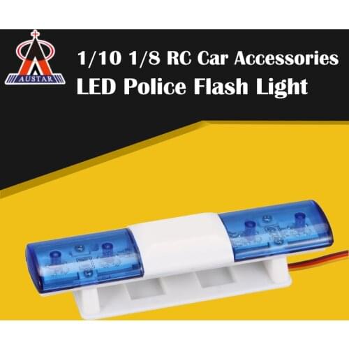 AUSTAR RC Car Accessories LED Police Flash Light Alarming Light for 1/10 HSP Kyosho Traxxas Tamiya Axial SCX10 D90 RC Car Parts