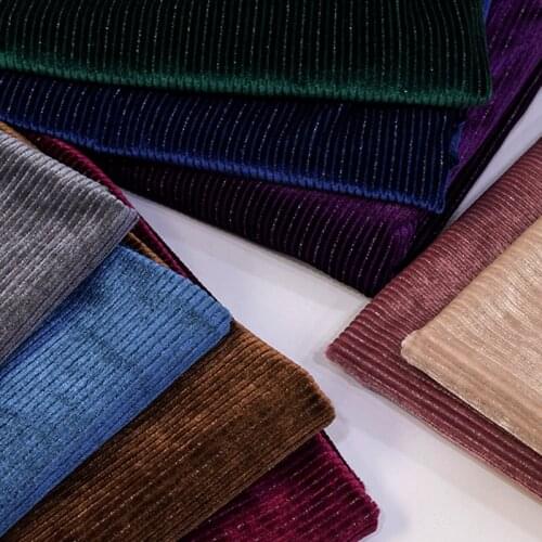 Velvet Dress Fabric Glittery Stripe Stretchy Velvet Bling Shimmer Sewing Fabric