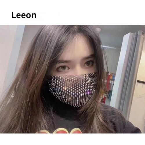 Shiny Rhinestone Mask Face Decor Jewelry Bling Elastic Fashion Jewelry Face Masks with Face Bandana Party Halloween Cosplay