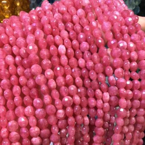 Natural Stone Beads Rhodochrosite Oblate Section Beads 6mm Loose Beads for Jewelry Making Necklace DIY Bracelet Length 38cm