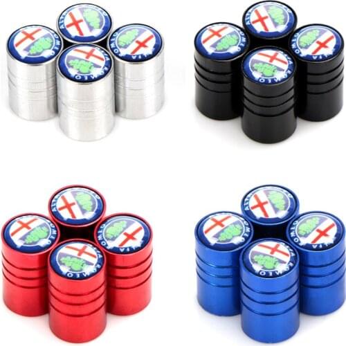 New 4PCS Aluminum alloy Auto Wheel Tire Valve Stem Caps Cover For Alfa Romeo 159 156 147 Giulietta Mito Stelvio Car Accessories