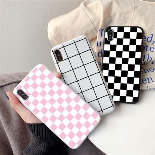 Checkerboard Plaid Case For Huawei P Smart 2020 Y6 Y7 Y9 2019 S Z P40 Lite E P30 P20 P10 Mate 10 20 30 Lite Pro Plus Soft Fundas