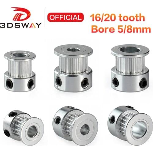 3DSWAY 2GT Timing Pulley 20 Tooth 5mm GT2 Synchronous Pulley for Reprap Delta Kossel Prusa 3D Printer Parts