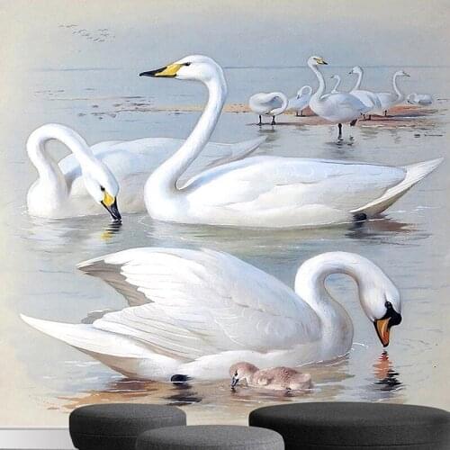 Home Improvement Custom 3D Photo Wallpapers Beautiful Swan Lake Scenery Backdrop Wall Mural Living Room Kids Room Wall Cloth 3 D