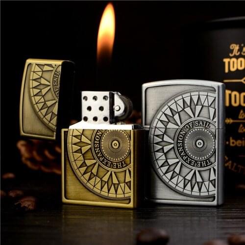 European And American Trend Metal Gas Creative High-end Gifts Grinding Wheel Open Flame Inflatable Lighter Retro