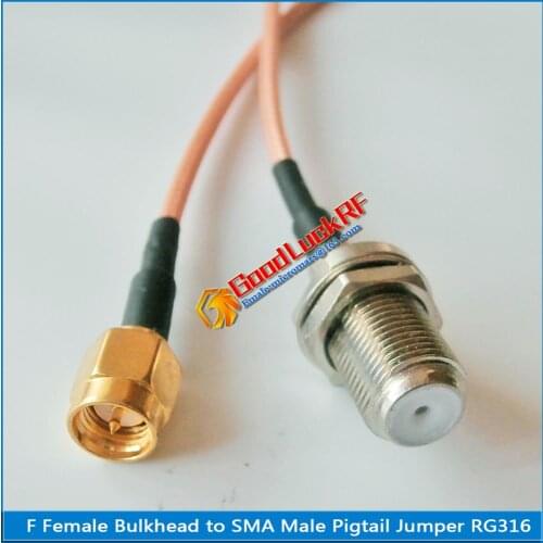 F Female O-ring Bulkhead Panel Mount Nut To SMA Male Plug RF Connector RG316 Pigtail Jumper Cable Low Loss