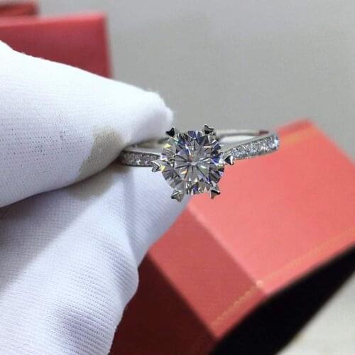 Inbeaut Romantic Valentines Rings 925 Silver 1 ct Excellent Cut D Color Pass Diamond Test Moissanite Wedding Ring for Women Gift