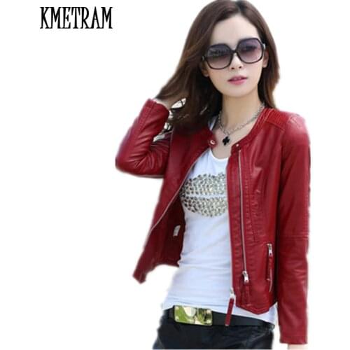 KMETRAM Womens Fashion Leather Jackets