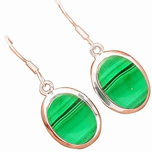 Lovegem Genuine Malachite Earrings 925 Sterling Silver,34.8 mm, AE1473