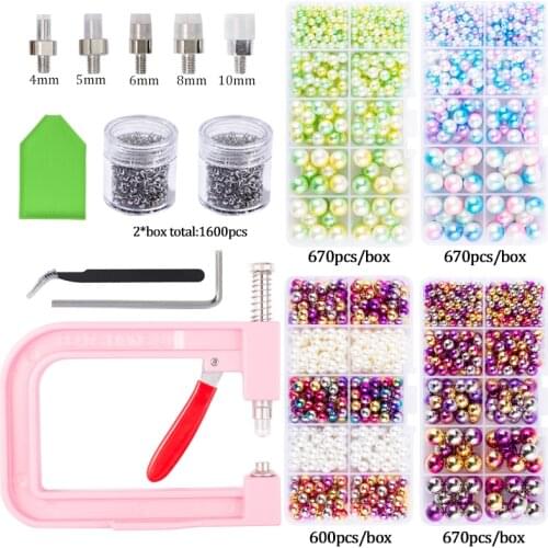 Pearl Setting Machine Hand Press DIY Craft Accessories with Beads Screw Heads for Clothes/Bags/Skirt Setting Machine Accessories
