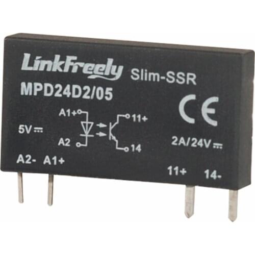 MPD24D2/05 4 Pin PCB Micro Voltage Relay Switch Module 5V DC In 24VDC/2A Output,Smart Auto DC DC SSR Solid State Relay Bank+Mini